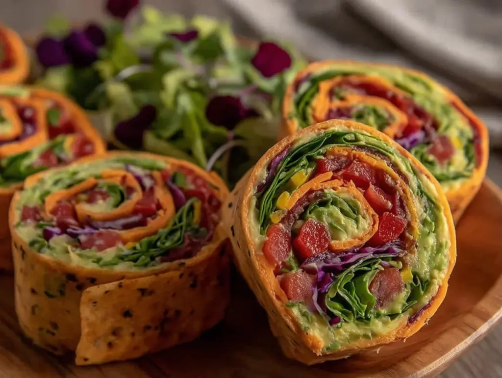 fresh rainbow veggie pinwheels - featured image