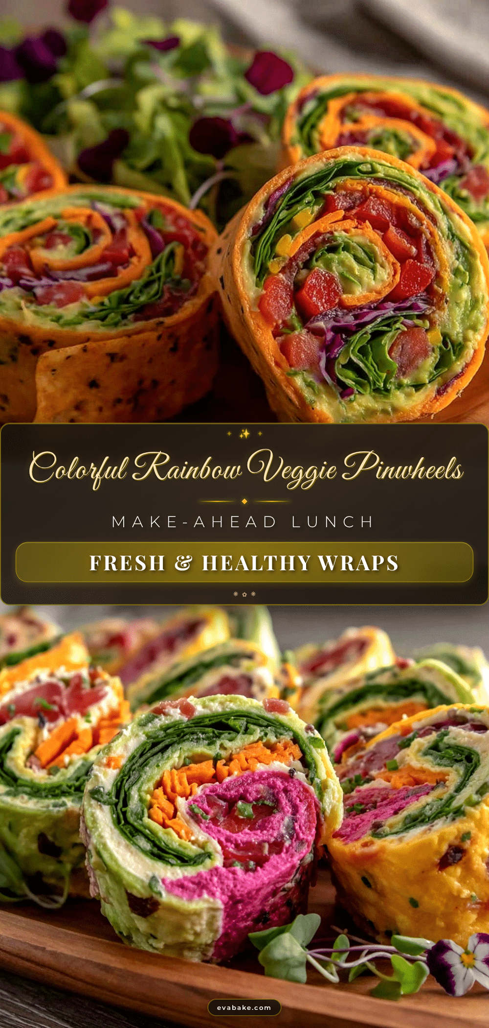 fresh rainbow veggie pinwheels recipe