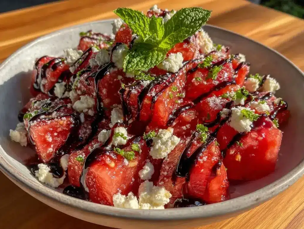 fresh watermelon feta mint salad - featured image