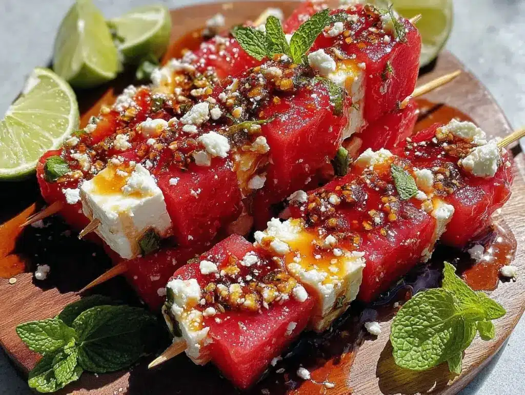fresh watermelon feta mint skewers - featured image