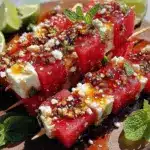 fresh watermelon feta mint skewers - featured image