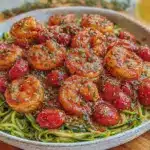 garlic butter cherry tomato shrimp - featured image