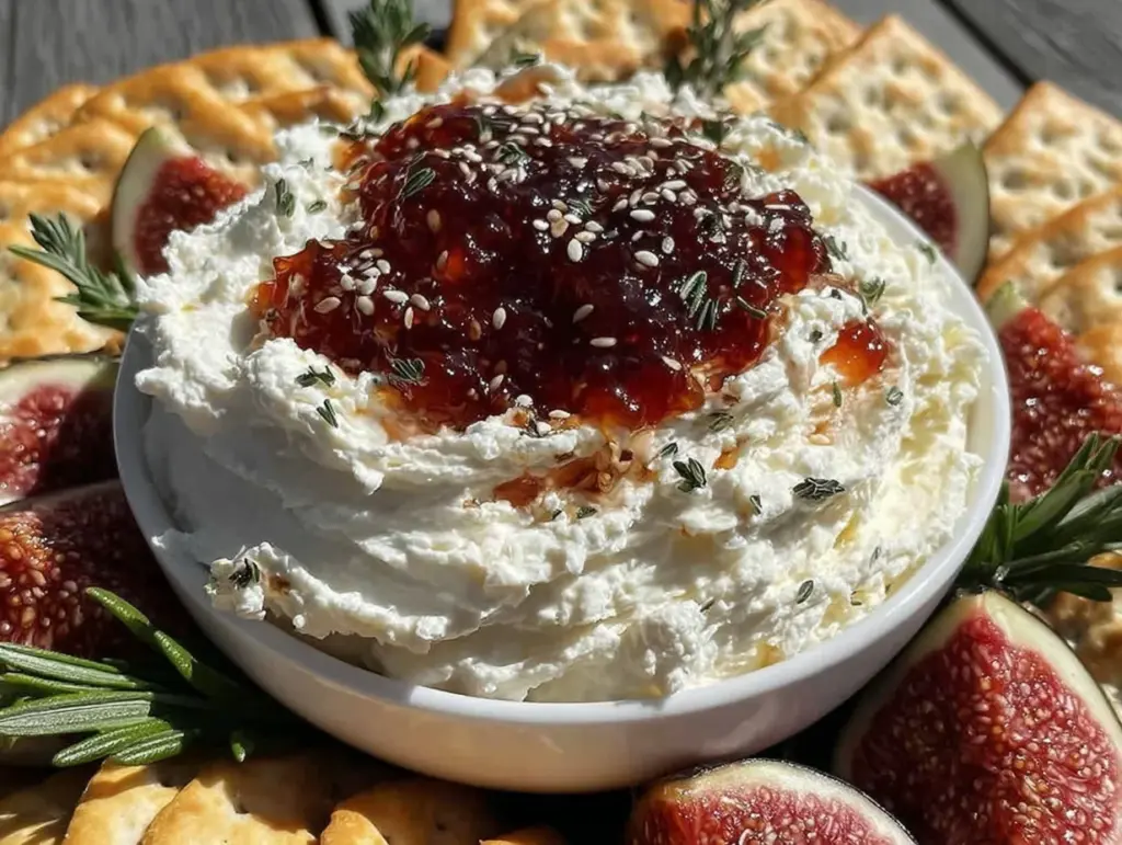 grazing table with whipped feta dip and fig jam - featured image