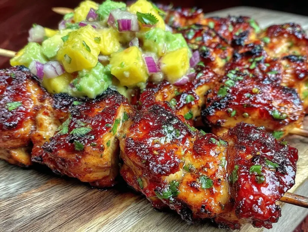 grilled honey sriracha chicken skewers - featured image