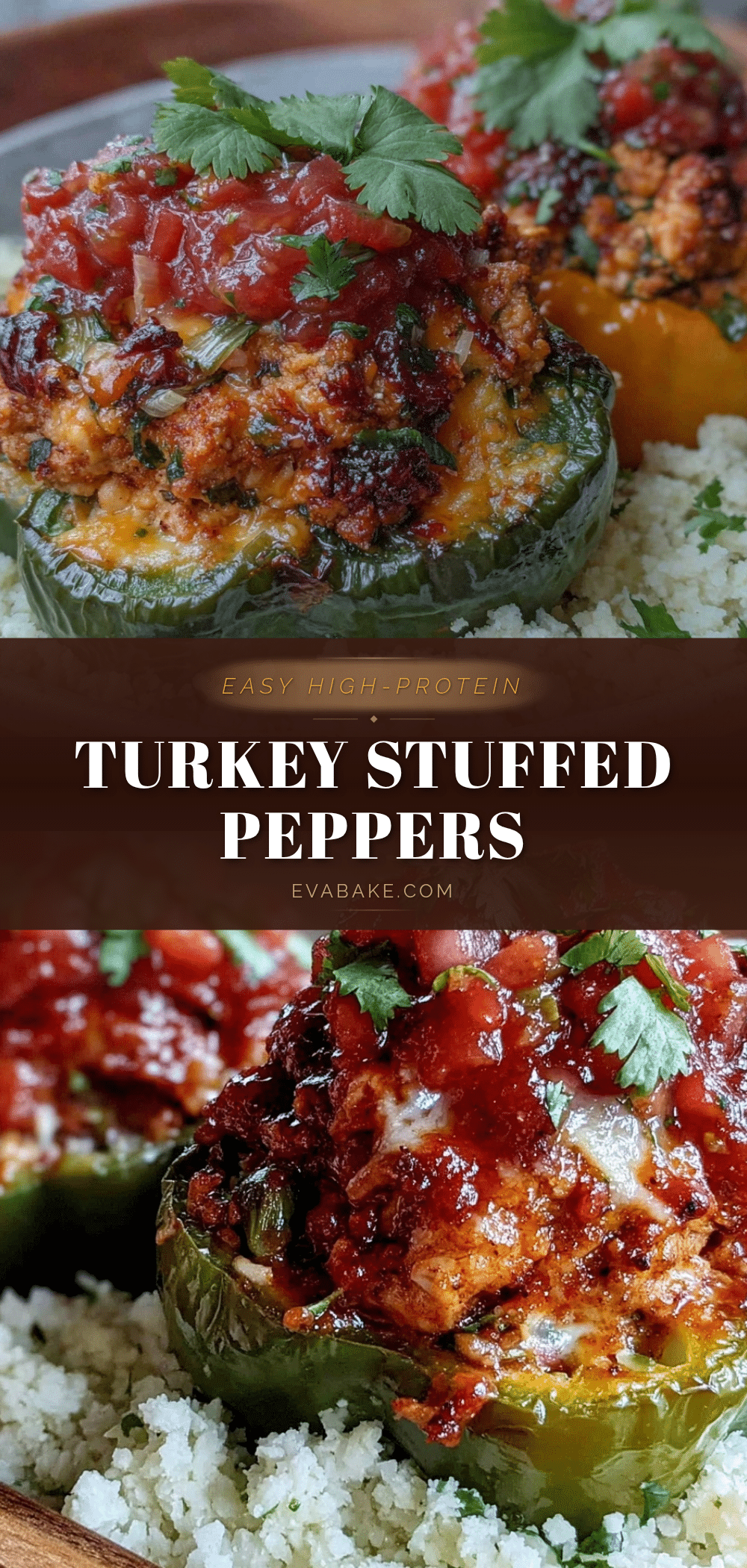 healthy high-protein ground turkey stuffed bell peppers recipe