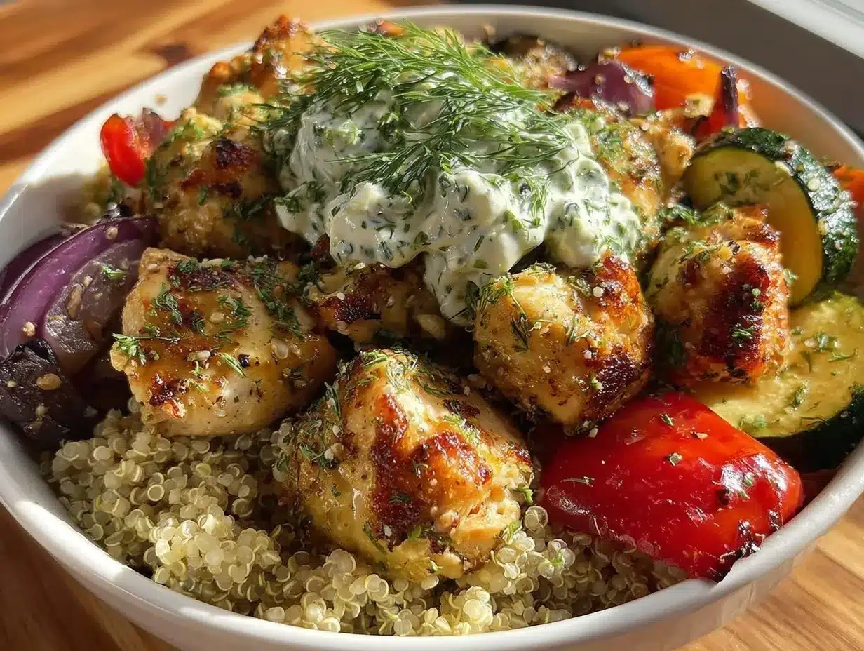 Healthy Mediterranean Chicken Quinoa Bowl preparation steps