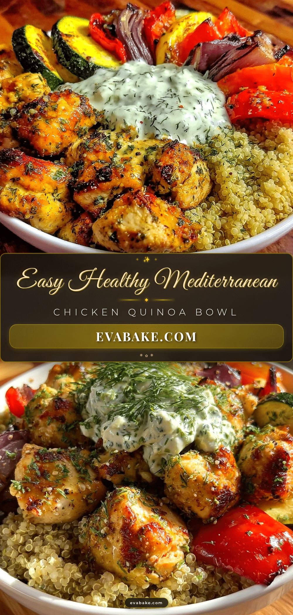 Healthy Mediterranean Chicken Quinoa Bowl recipe
