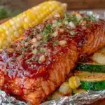honey garlic butter foil packet salmon - featured image