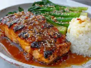 honey garlic miso glazed salmon bowl - featured image