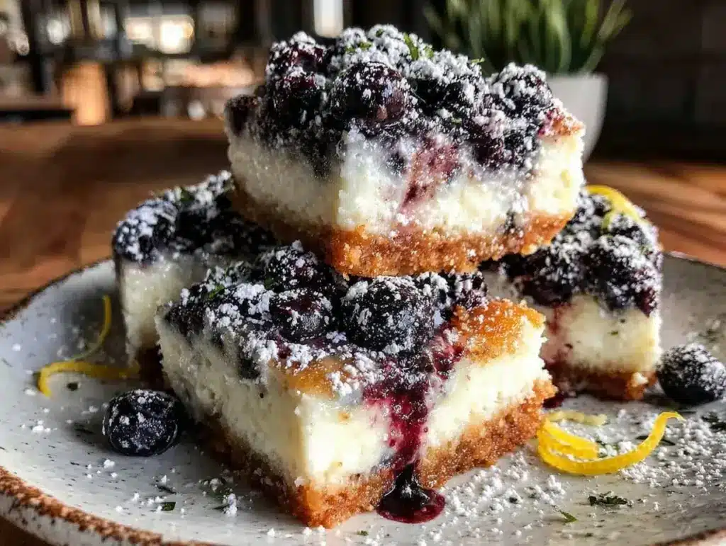 huckleberry lemon cheesecake bars - featured image