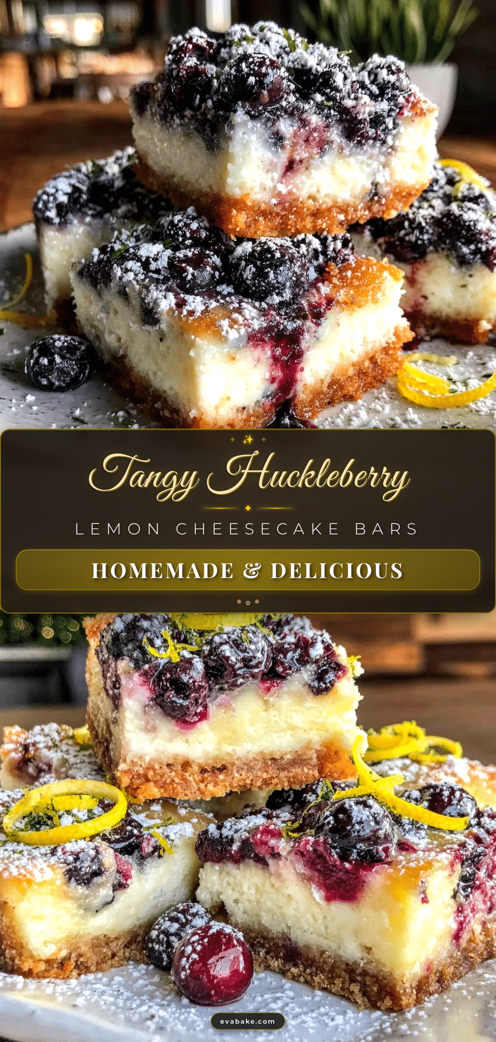 huckleberry lemon cheesecake bars recipe
