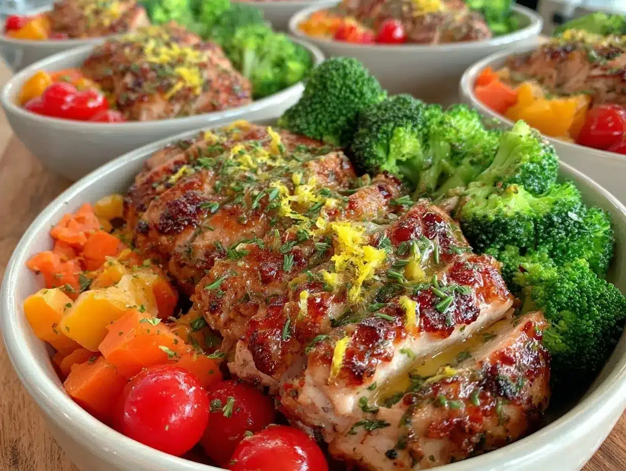 lemon herb chicken and veggie bowls preparation steps