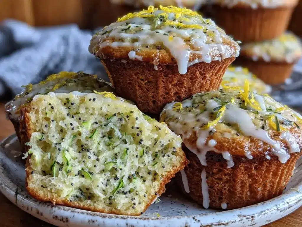 lemon poppy seed zucchini muffins - featured image