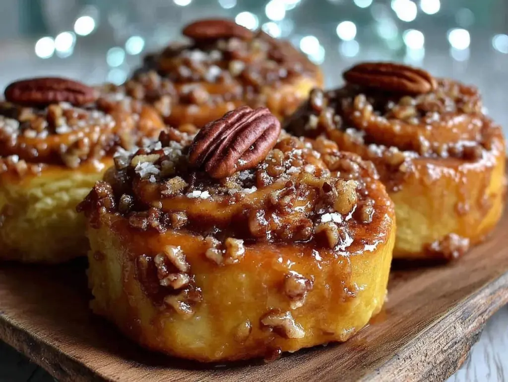 maple pecan cinnamon rolls - featured image