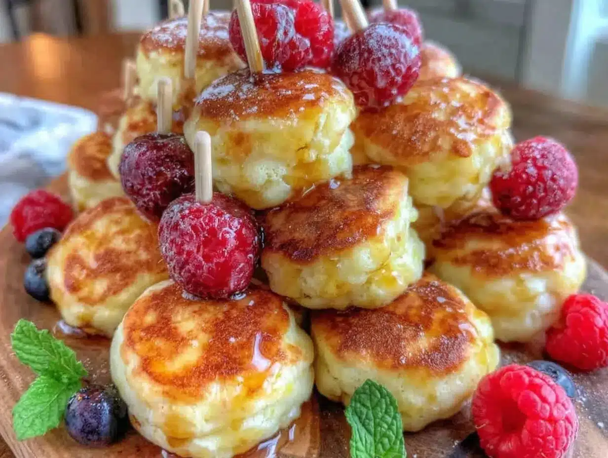 mini pancake cereal skewers preparation steps