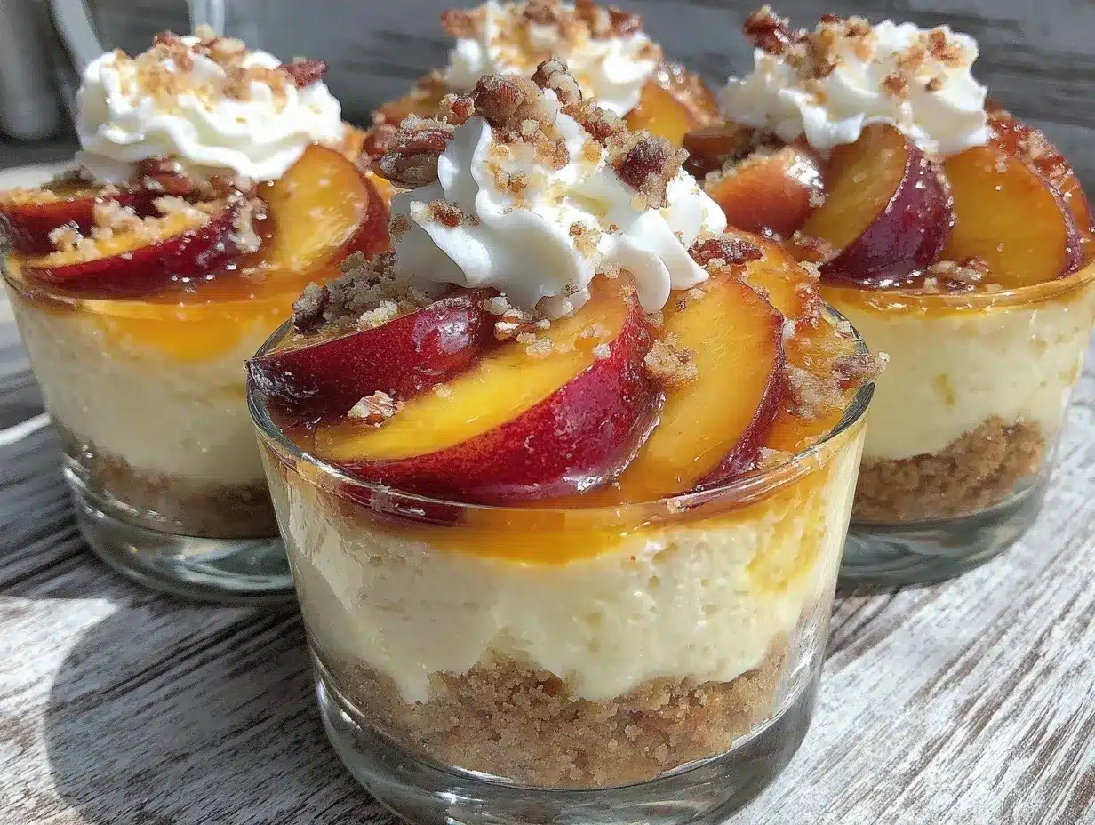 no-bake peach cobbler cheesecake cups preparation steps