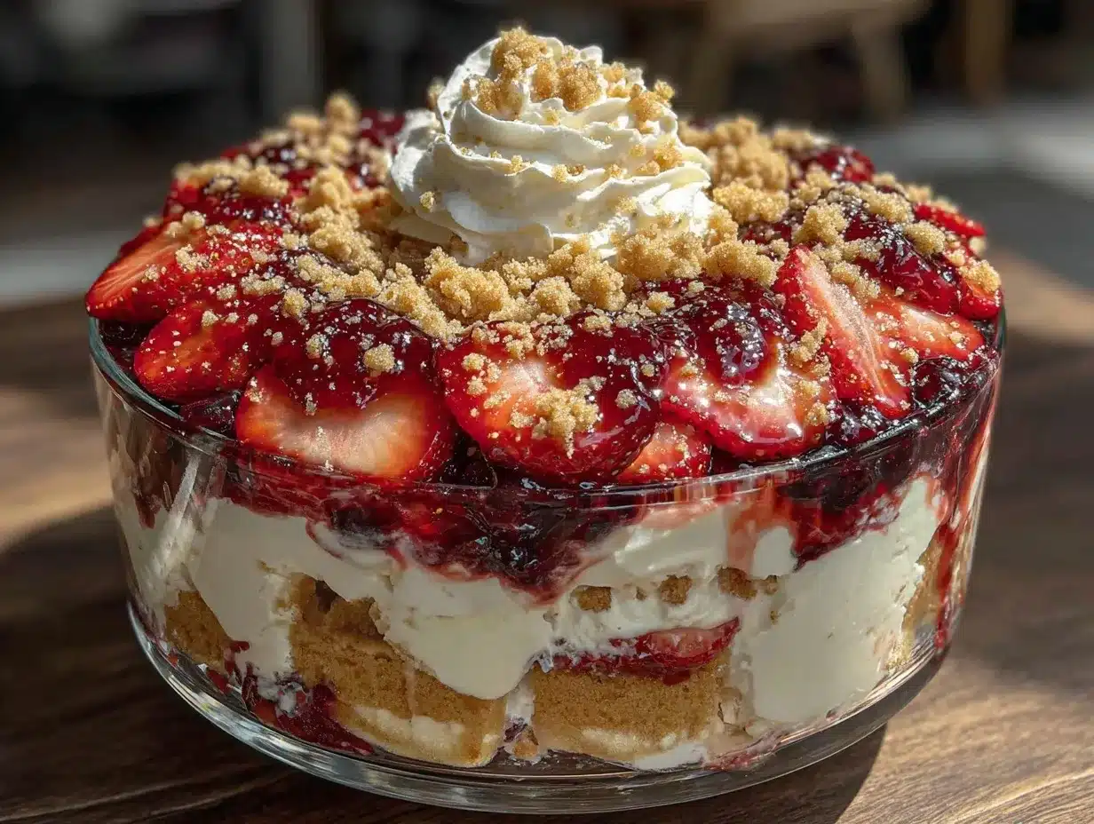 no bake strawberry blueberry cheesecake trifle preparation steps