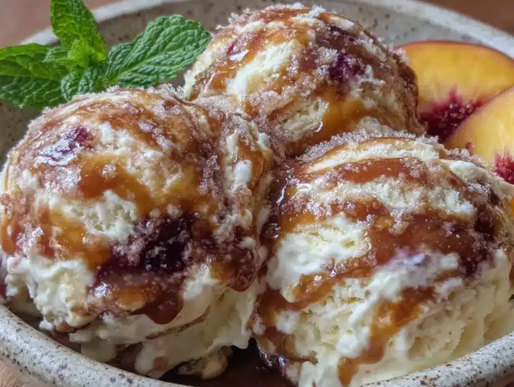 no-churn peaches and cream ice cream - featured image