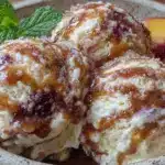 no-churn peaches and cream ice cream - featured image