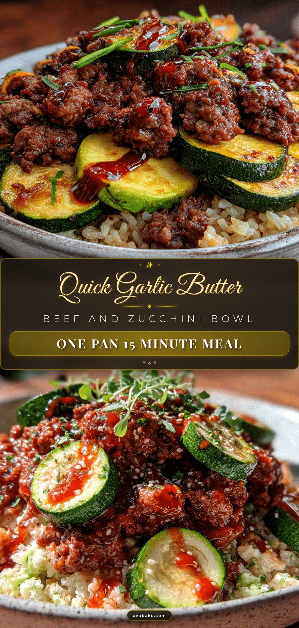 one-pan garlic butter ground beef zucchini rice bowl recipe