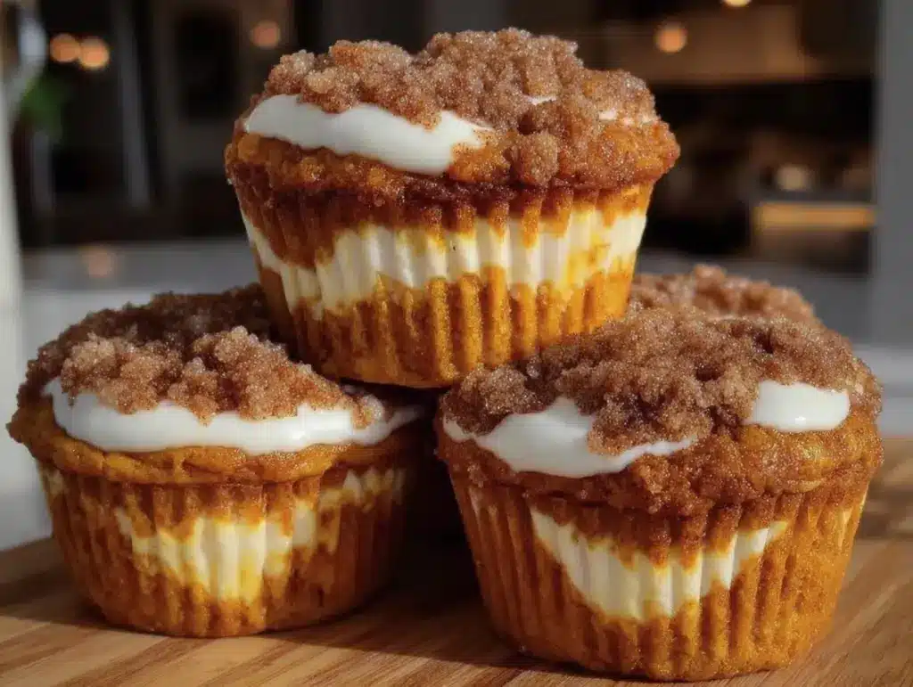 pumpkin cream cheese swirl muffins - featured image