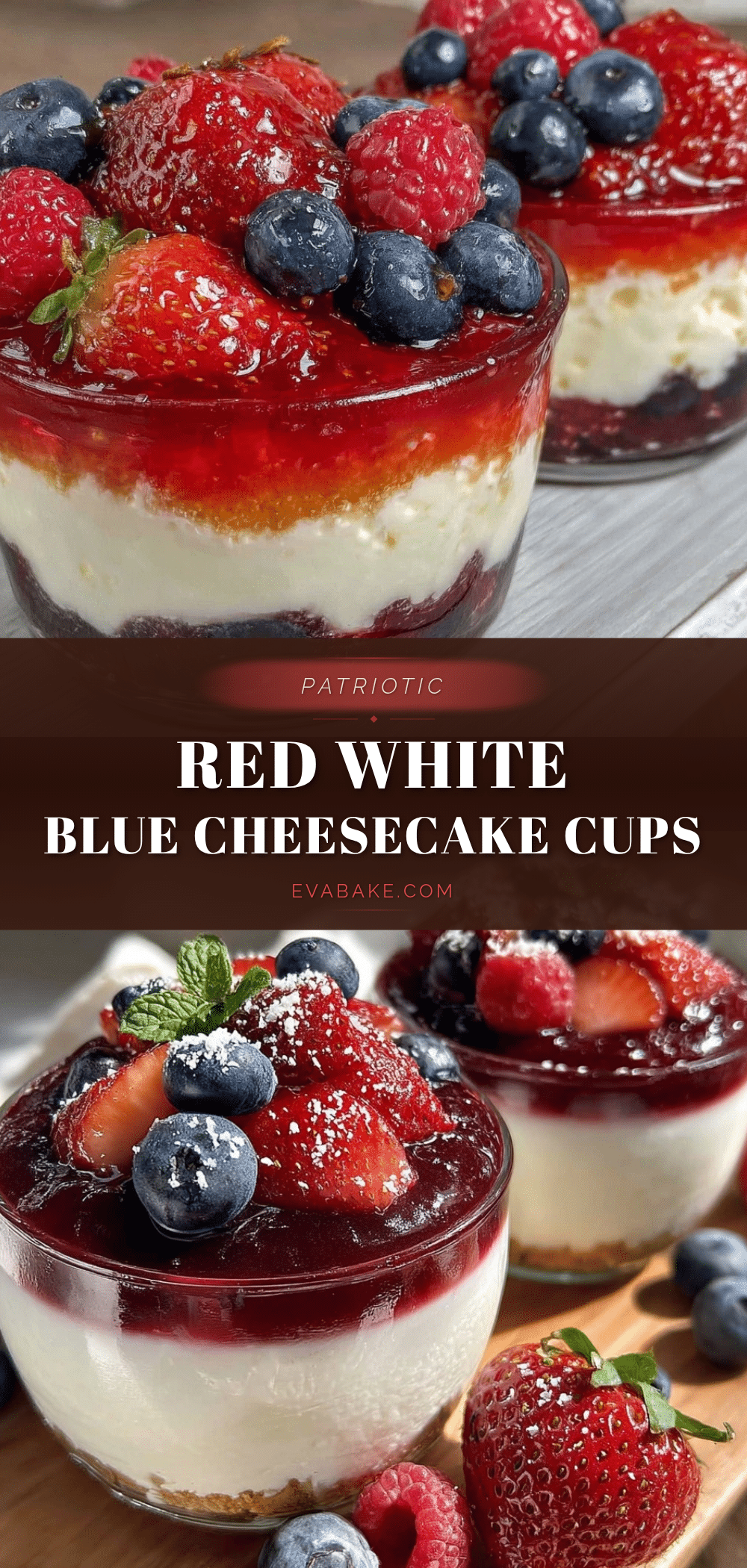 red white and blue layered jello cheesecake cups recipe