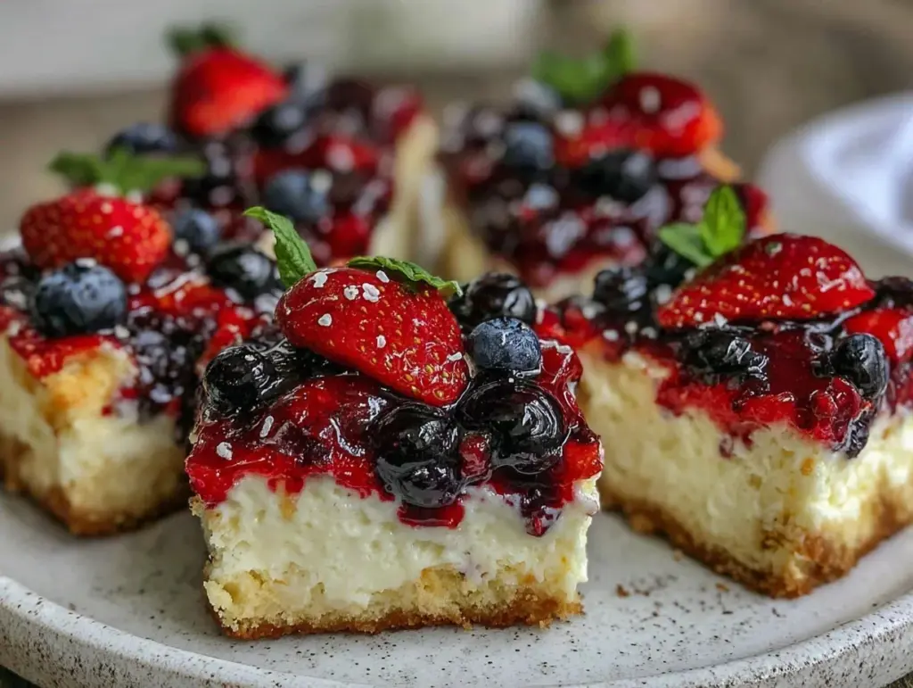 red white blue cheesecake bars - featured image
