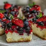 red white blue cheesecake bars - featured image