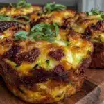 savory zucchini cheddar breakfast egg muffins - featured image