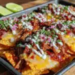 sheet pan nachos with carnitas and street corn - featured image