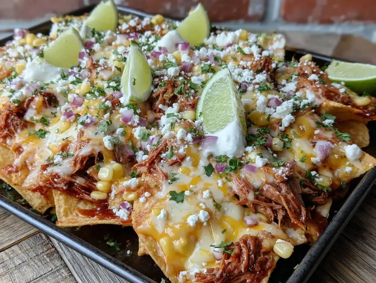 sheet pan nachos with carnitas and street corn preparation steps