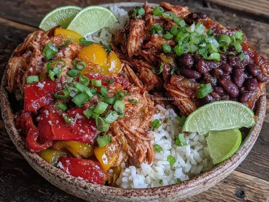 slow cooker chicken fajita bowls - featured image