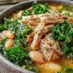slow cooker white bean chicken kale soup - featured image