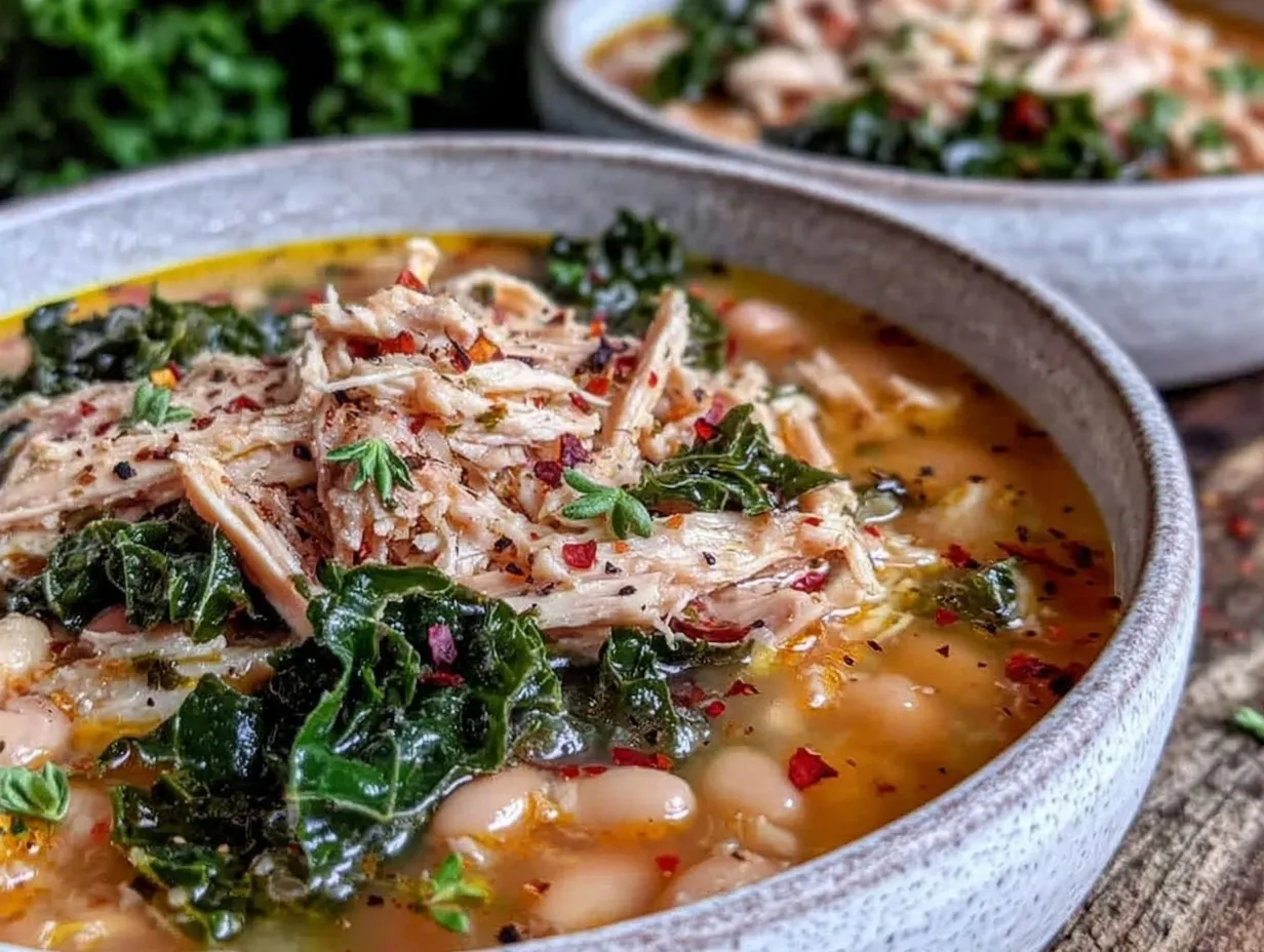 slow cooker white bean chicken kale soup preparation steps