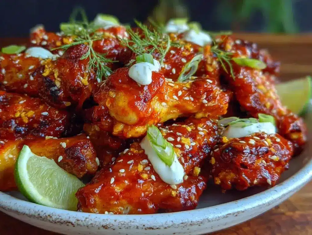 sticky mango habanero chicken wings - featured image