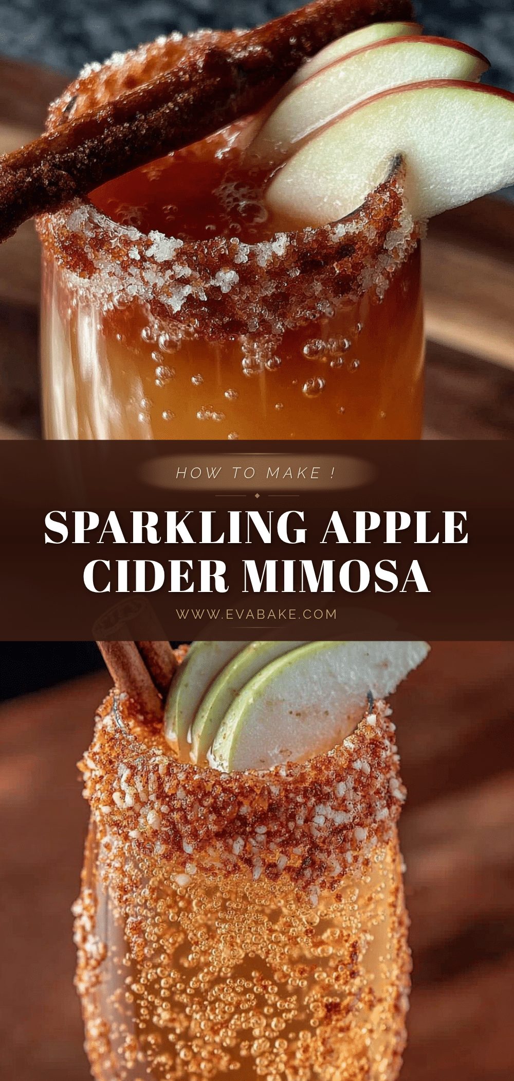 apple cider mimosa with cinnamon sugar rim recipe