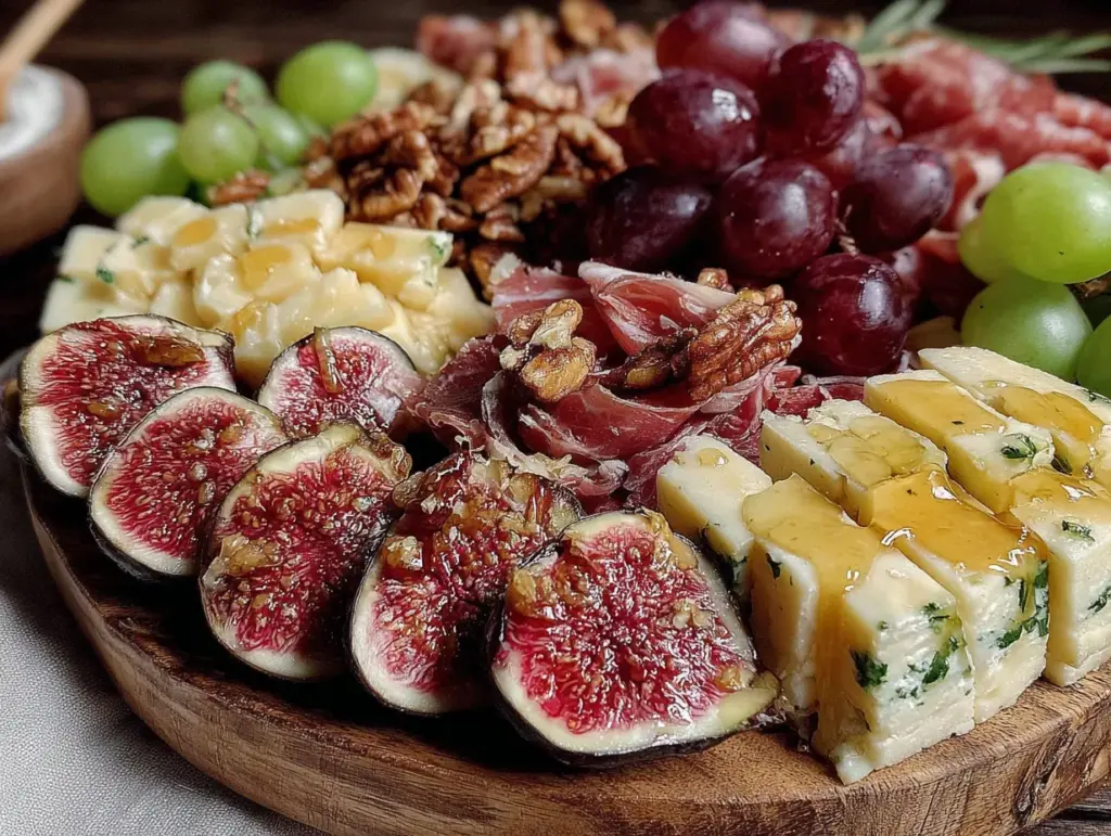 autumn charcuterie board with figs and honey - featured image