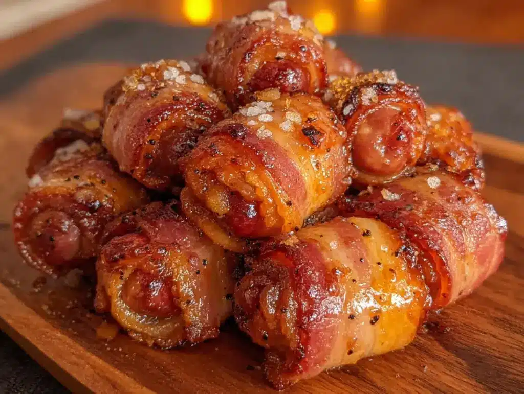 bacon wrapped little smokies brown sugar glaze - featured image