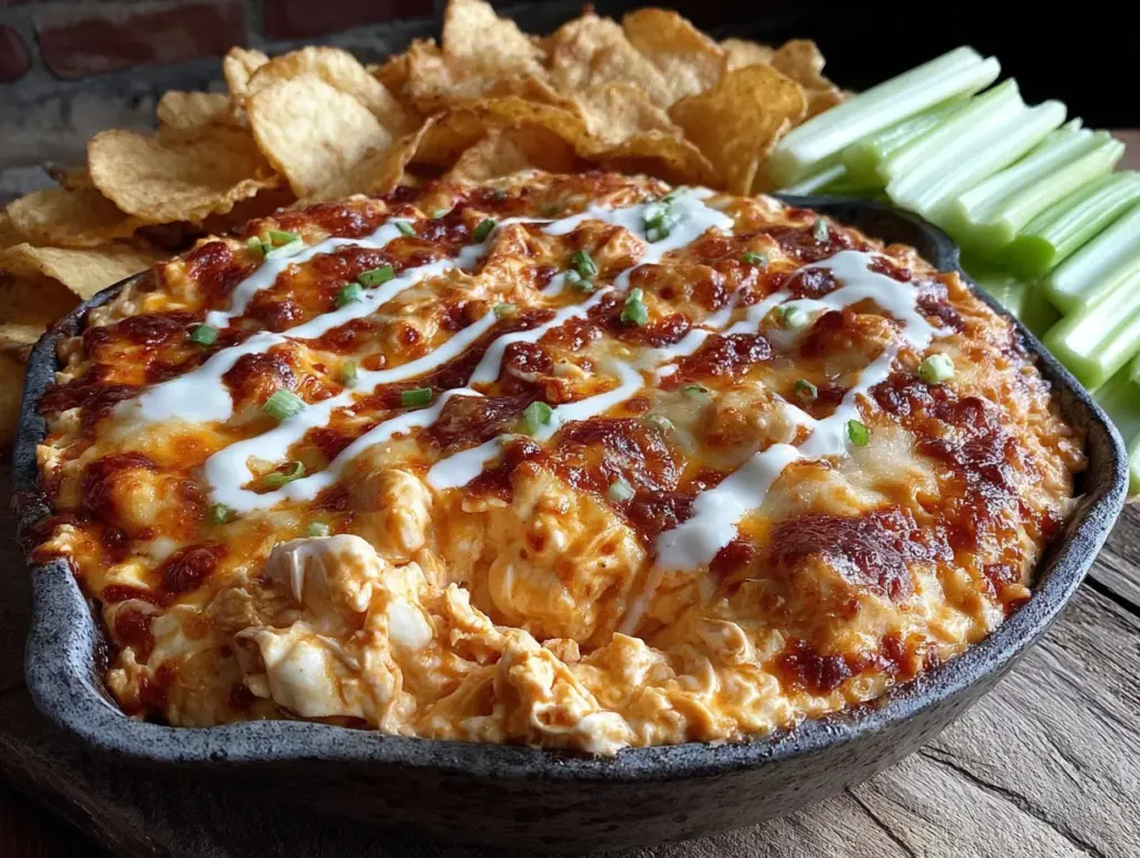best creamy buffalo chicken dip with ranch recipe - featured image