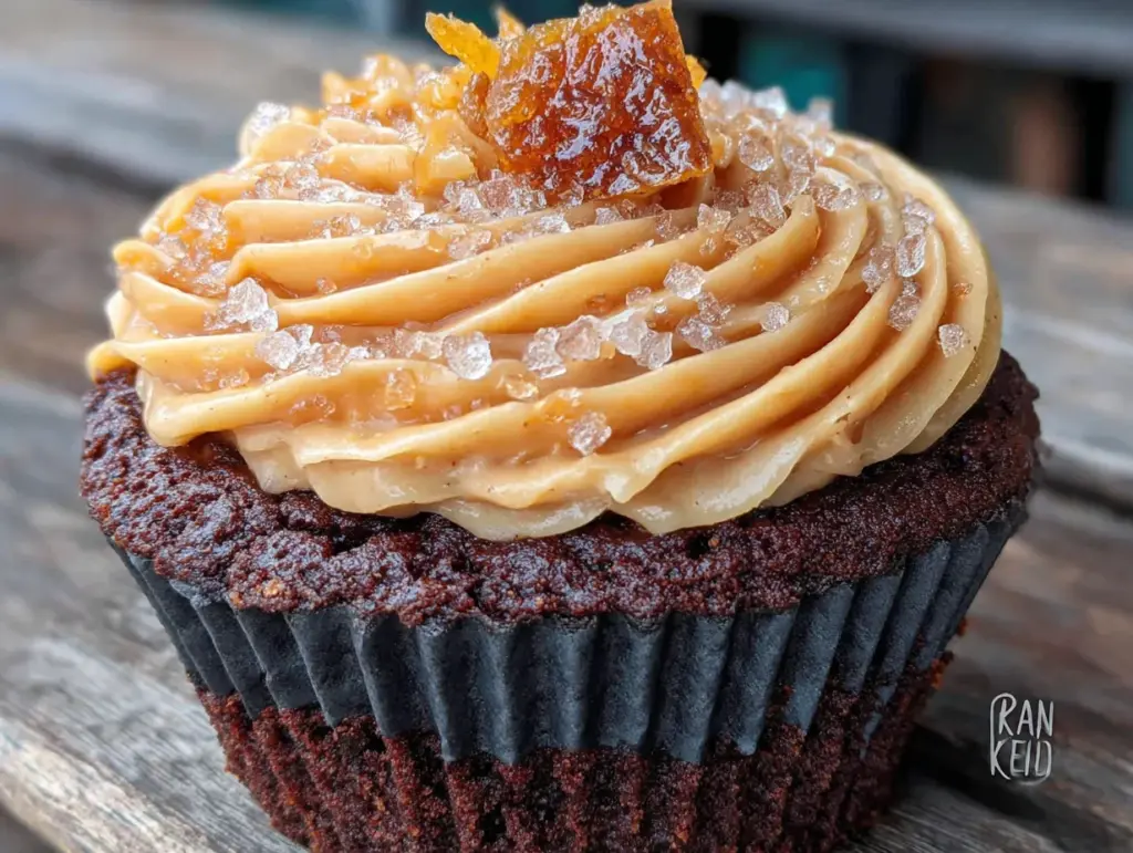 black velvet cupcakes with orange frosting - featured image