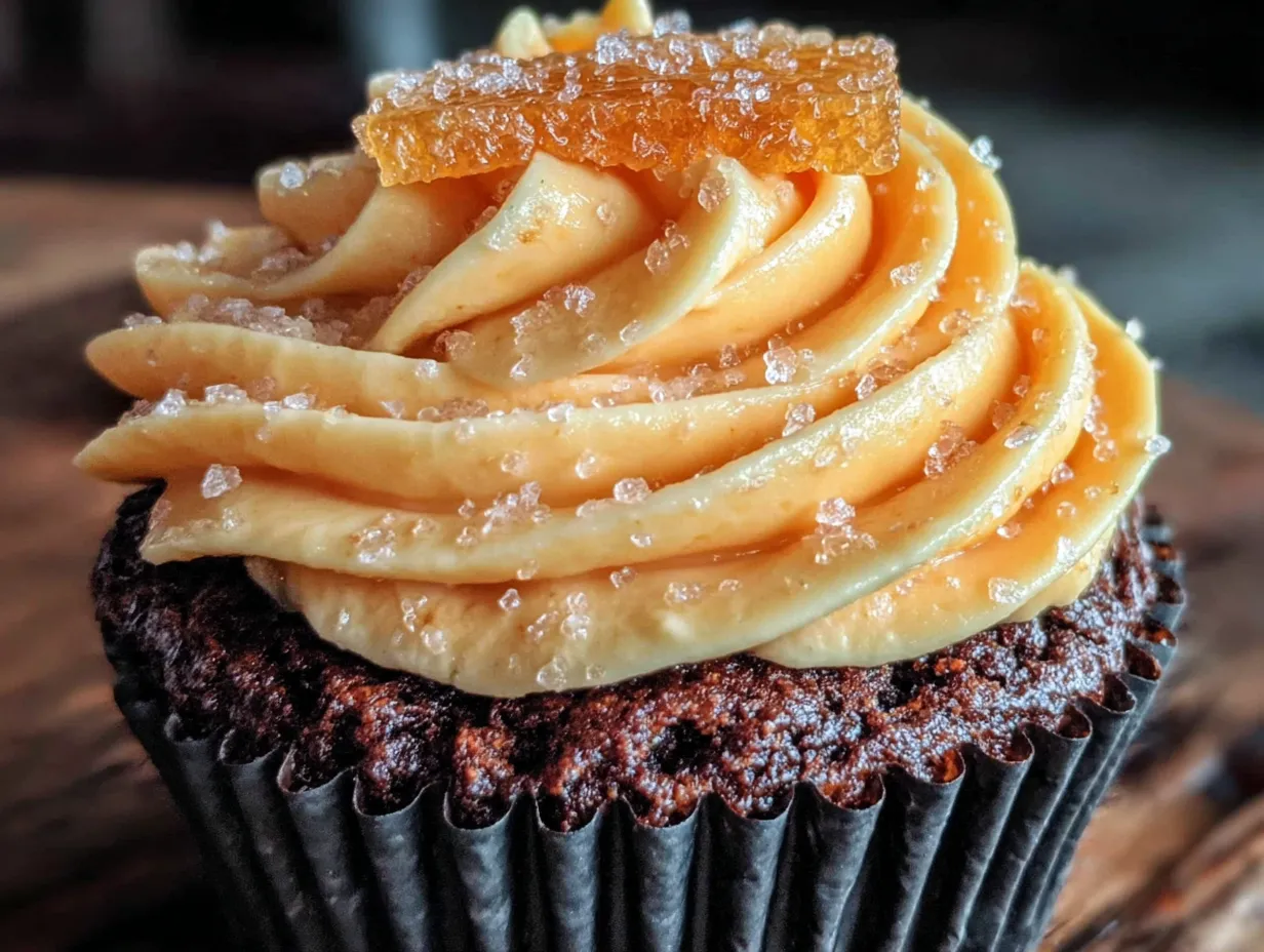 black velvet cupcakes with orange frosting preparation steps