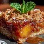 brown butter peach cobbler bars - featured image