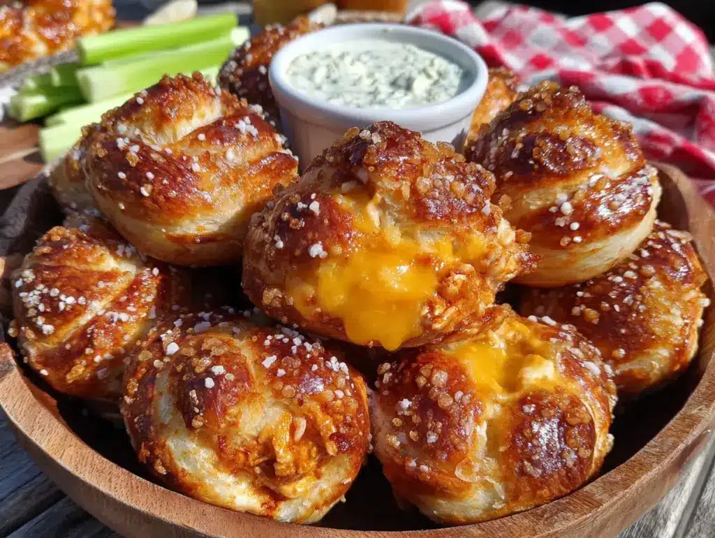 buffalo chicken stuffed pretzel bites - featured image