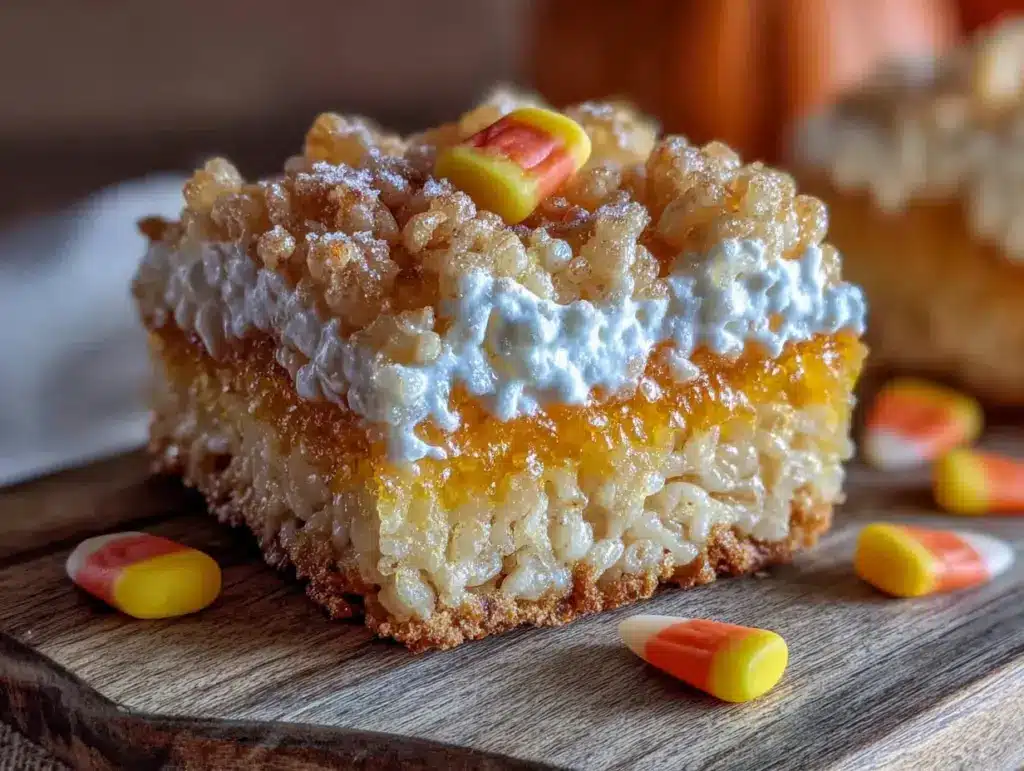 candy corn rice krispie treats - featured image