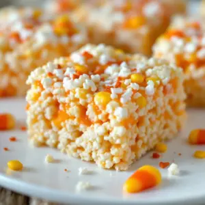 candy corn rice krispie treats - featured image
