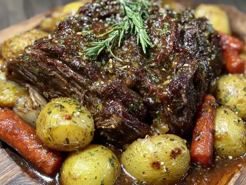 cozy slow cooker fall pot roast with root vegetables - featured image