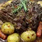 cozy slow cooker fall pot roast with root vegetables - featured image