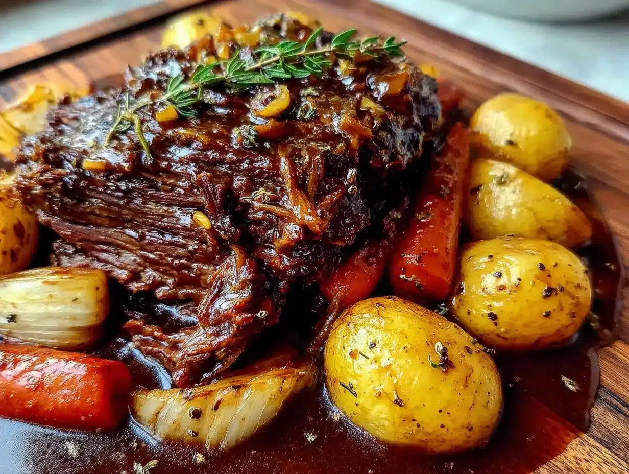cozy slow cooker fall pot roast with root vegetables preparation steps