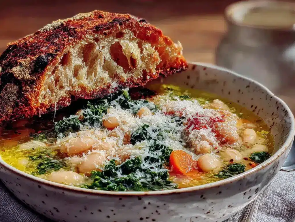 cozy slow cooker white bean and kale soup - featured image