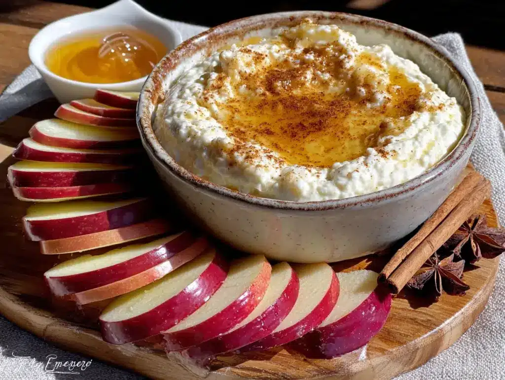 creamy apple slices with honey cinnamon yogurt dip - featured image